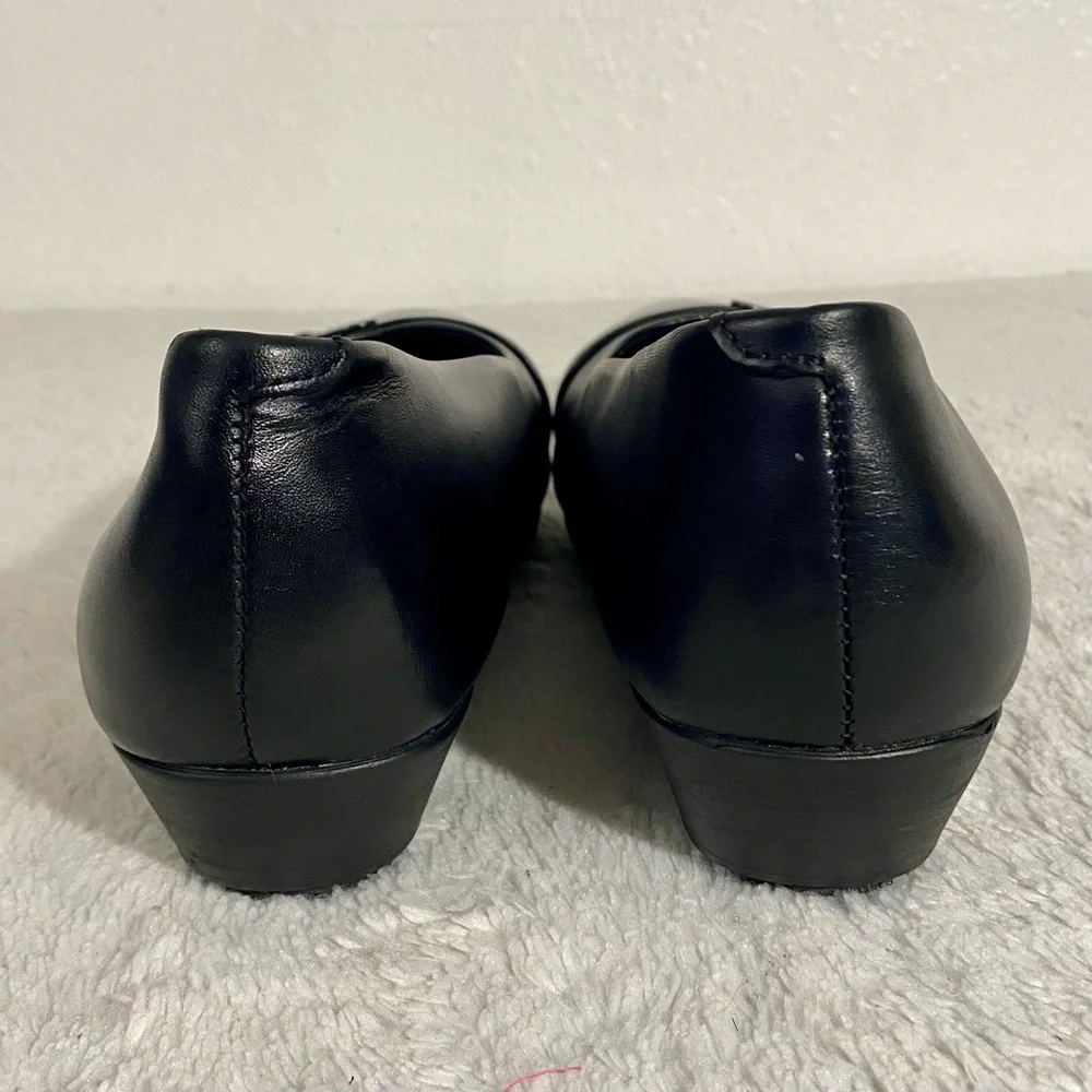 Black Women's Wedge Flats with Accent Hardware SLIP RESISTANT